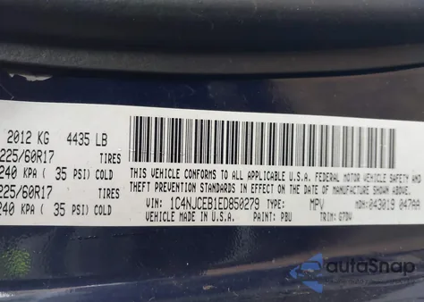 2014 Jeep Compass Latitude из США, поврежденный, VIN 1C4NJCEB1ED850279